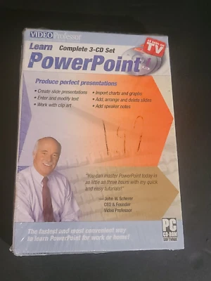 NUEVO SELLADO Video Professor 3 CD Set Aprender PowerPoint Tutorial PC Software Foto 1 de 4