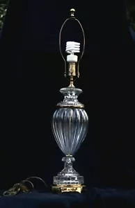 Vintage PAUL HANSON (PH) Baccarat Style Glass & Brass Lamp. No Shade. - Picture 1 of 10