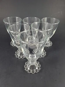 Set of 6 Anchor Hocking Berwick Boopie Juice Wine Glasses Vintage Beaded 4.5" - Afbeelding 1 van 8