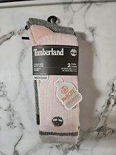 Timberland Womens Cushioned Boot Socks 2 Pairs Pink & Grey Ribbed & Welt 6.5-9.5