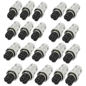 20x 6Pin Female Chassis Microphone Connector Kit for Ham Radio Circular Panel - Zdjęcie 1 z 6