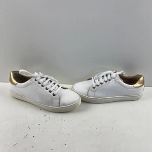 Jack Rogers RORY White/Gold Leather Lace Up Low Top Sneakers Women’s Size 7.5 - Picture 1 of 9
