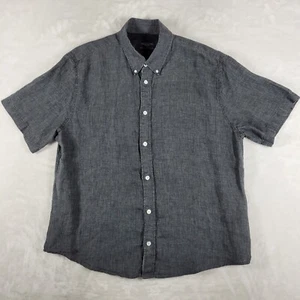 Rag & Bone Men’s Fit 2 Button Down Short Sleeve Shirt Men's Large Gray Linen - Picture 1 of 7