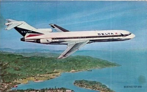 Postal cromada perforada Delta Airlines avión Boeing 727-232 UNP - Imagen 1 de 2
