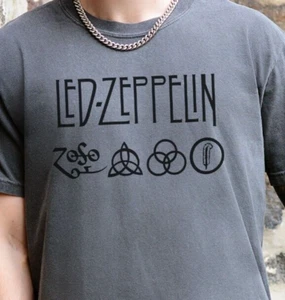 Camiseta Led Zeppelin Symbols Rock Band Premium Vintage Negra Colores Cómodos Camiseta - Imagen 1 de 6