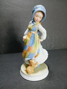 1983 American Greeting Holly Hobby "Blue Girl" with Cat porcelain figurine-8" - Picture 1 of 13