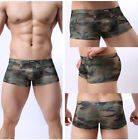 Herren Camouflage Niedrige Taille Unterwäsche Boxer Shorts Unterhose Tasche Sexy