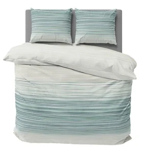 3 teilig Bettwäsche 240x220 cm Streifen blau natur Pastell Renforcé Baumwolle - Bild 1 von 6