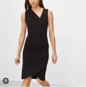 Artizia Wilfred Free Heathered Black Isidora Faux Wrap Dress XXS - Picture 1 of 11