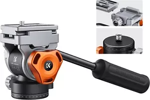 K&F Concept Video Fluid Head Tripod Head Pan Tilt w/Acra Quick Release Plate - Picture 1 of 15