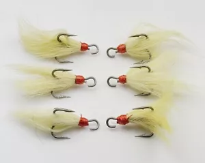 6 Bucktail gekleidet hohe Teaser-Haken (# 2, natürlich/off weiß) 35517 OFFENES AUGE - Bild 1 von 8