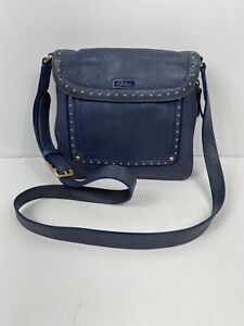 Cole Haan Blue Pebbled Leather CrossBody Bag w/ Flap Closure
