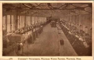 MASSACHUSETTS - CUSTOMER'S DEPARTMENT WALTHAM WATCH FACTORY - OLD POSTCARD - Picture 1 of 2