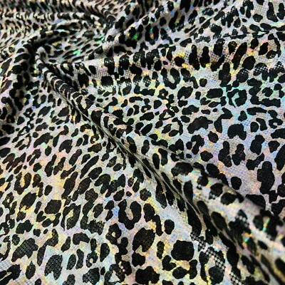 Animal Print: Metallic Leopard Spandex 4way Stretch 60” Width Fabric By The Yard - Image 1 of 4