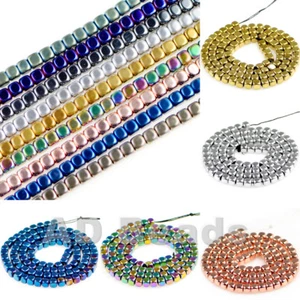 Natural Hematite Rounded Cube Silver Gold Multi-color Beads 16“ 2mm 3mm 4mm - Picture 1 of 29