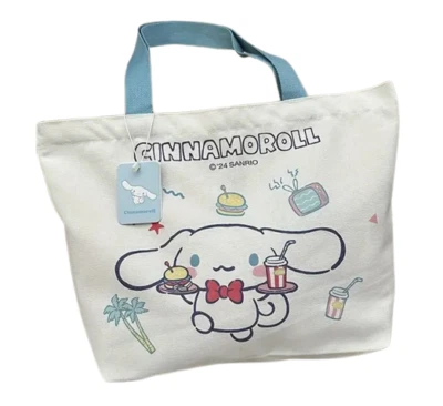 Nova Sacola de Compras Sanrio Cinnamoroll Cachorro Bege Azul Amigos Lona GRANDE - Imagem 1 de 3