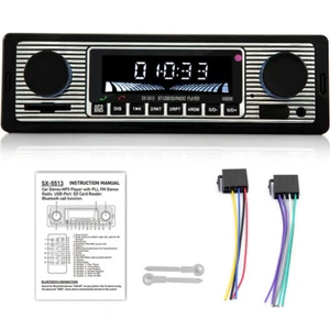 Retro Autoradio Bluetooth Freisprecheinrichtung USB FM BT AUX MP3 1 DIN Oldtimer - Bild 1 von 14