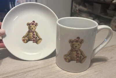 Pottery Barn St. Jude's Bear in Scarf & Hat Milk Cookies Set Mug Small Plate NIB - Image 1 of 4