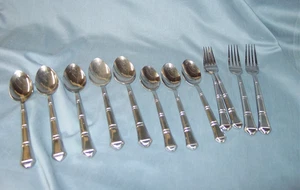Crate & Barrel Cambridge Stainless Flatware Forks & Spoons Bamboo Pagoda Design - Picture 1 of 11