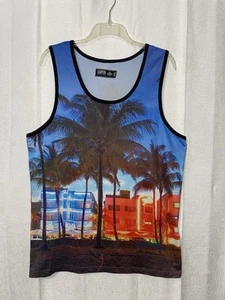 Super Massive Men’s M Tank Top Summer Palm Trees City Downtown Dbl Sided Graphic - Picture 1 of 16