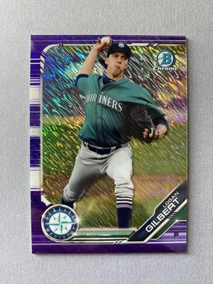 2019 Bowman Chrome Purple Shimmer Refractor Logan Gilbert - Image 1 of 2