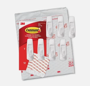 3M Command 7 Large Wall Utility Hooks & 12 Strips Holds 5lb Damage-Free Hangers - Picture 1 of 12