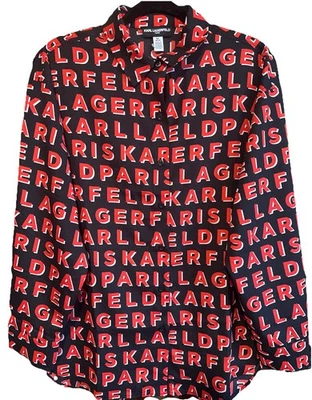 NWT Women Karl Lagerfeld Paris Red/ Black) Buttons Down Top Blouse ,Sz. M; L - Image 1 of 4
