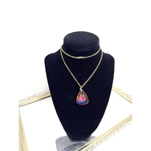 Vintage Orchid Flower Intaglio Glass Pendant with Iridized Finish - 1950's Mid C - Picture 1 of 9