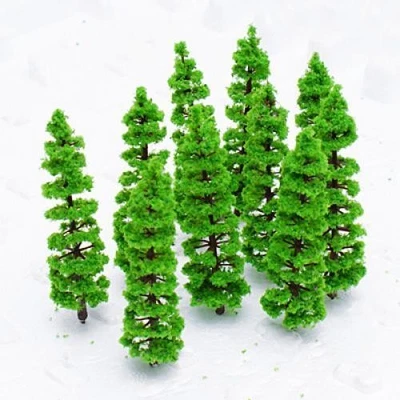 Lots de 10 arbres miniatures en plastique vert, chemin de fer, parc, rue, - Photo 1/4