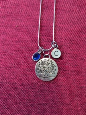 Tree Of Life Necklace Custom W/Initial & Birthstone - Image 1 of 4