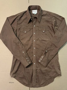 Tru West Rockmount Ranch Wear Shirt Mens Brown Polyester Blend Pearl Snap USA - Picture 1 of 9