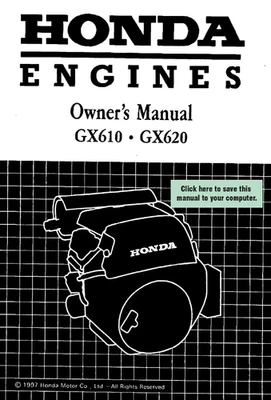 Honda GX610 GX620 1997 manual del propietario del motor guía de operación y mantenimiento Foto 1 de 4