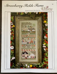 The Victoria Sampler Pattern: Strawberry Fields Farm NEW Cross Stitch Chart - Picture 1 of 2