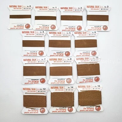 Hilo de Seda Natural Beige con Aguja 2m Talla 0-16 Cordón Perla Hecho en Alemania Foto 1 de 4