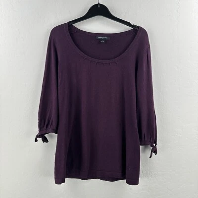 Suéter Banana Republic para mujer S púrpura viscosa seda algodón lazos medias mangas Foto 1 de 4