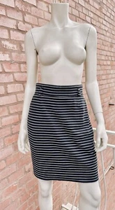 MOSCHINO Couture Vintage Pencil Skirt Office Striped Grey Cotton Jersey IT 44 M - Picture 1 of 23