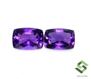 Certified Natural Amethyst Cushion Cut Pair 14x10 mm 12.02 Cts Loose Gemstones - Picture 1 of 8