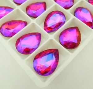 gules AB color Glass Rhinestone Crystal Teardrop Fancy Big Stone Lot Size Choice - Picture 1 of 4