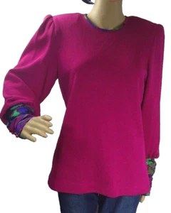 Suéter vintage Anthony Sicari para mujer talla 8 rosa puños con botones ribete floral EE. UU. - Imagen 1 de 12