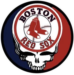 3 Boston Red Sox Grateful Dead Skull Waterproof Vinyl Stickers 3x3 Car Decal