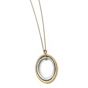 10k 10kt Two-tone Polished Oval Necklace 1mm 18 inch X 17 mm - Picture 1 of 3
