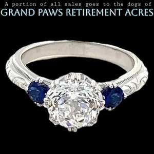 TACORI CZ & Blue Sapphire Sterling Silver Engagement Wedding Ring Size 7.25 - Picture 1 of 8