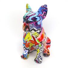French Bulldog Statue Graffiti Art Sculpture for Home Office De Size: 7"x4.5"x9"