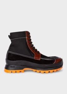 Paul Smith Brutus Men's Leather Vibram Combat Ankle Boots Black Brown Size UK 8 - Picture 1 of 16