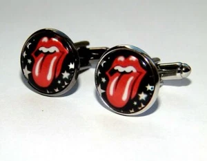 Rolling Stones tongue and lip logo symbol cufflinks earrings jewelry rock band - Picture 1 of 5