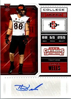 David Wells Aztecs 2018 Panini Contenders College Ticket Autographed RC #207 - Image 1 of 2