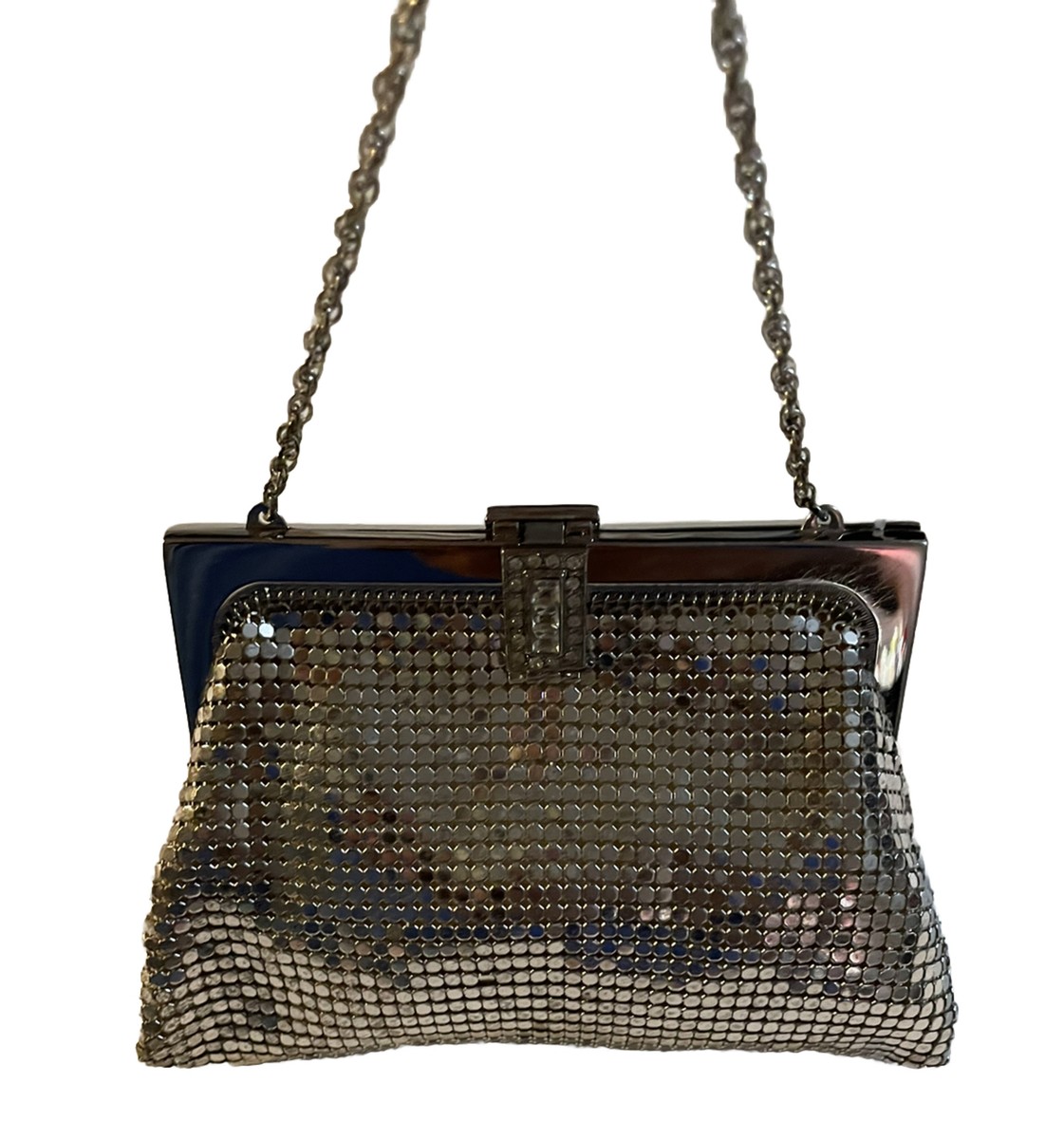 WHITING & DAVIS　メタルメッシュ　ショルダーポーチ　パープル Whiting&Davis】Metallic chain mini bag（ハンドバッグ