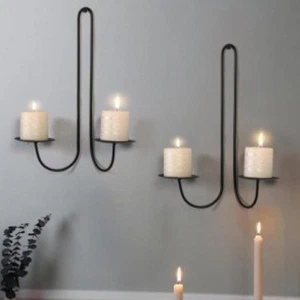 Candle Sconce Metal Pillar Candles Stand Wall Mount Candle - Picture 1 of 12
