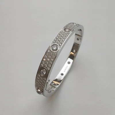 Pulsera Cartier Love Diamante Pavimentado Oro Blanco 18K Talla 16 Foto 1 de 4