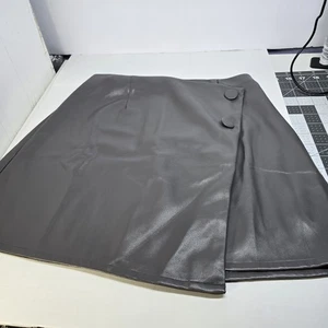 The Drop Damen Portia Leder Mini Wickelrock in Tornado Grau XS Neu - Bild 1 von 4